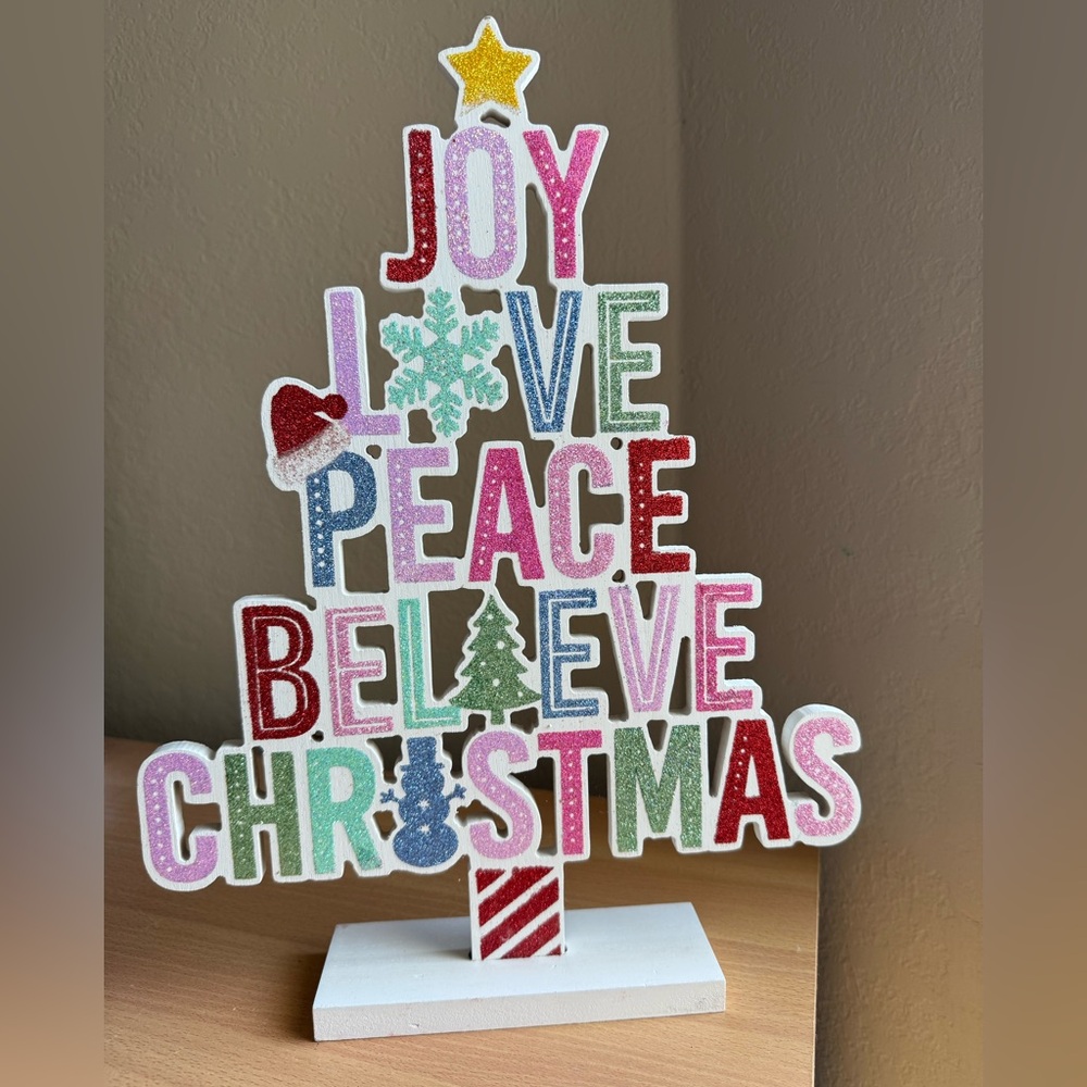 Sprinkle Shop Joy Love Peace Believe Tree Tabletop Décor by Ashland